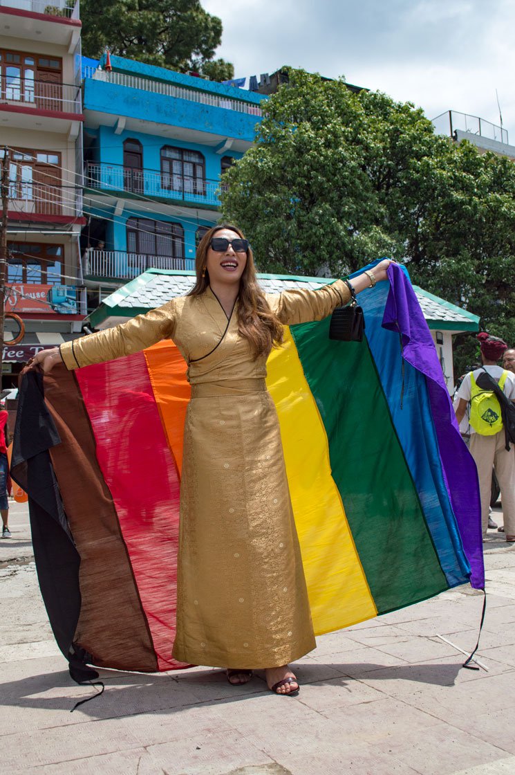 Left: Tenzin Mariko, the first transwoman from Tibet attended this Pride march.