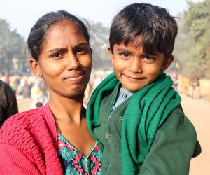 Mother and son at Ramleela Maidan